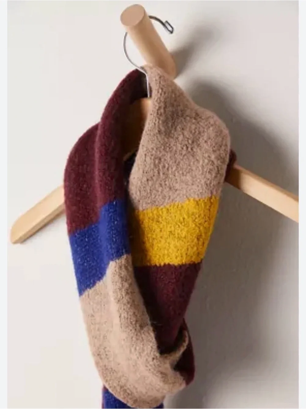 Free People Striped Cozy Knit Scarf in Burgundy, Blue, Yellow, Taupe NWT